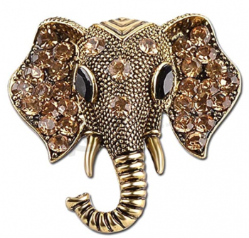 Vintage Fashion Elephant Brooch Pins Rhinestone Animal Elephant Head Lapel Pin Suit Corsage Accessories Jewelry Unisex
