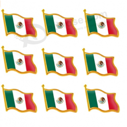 Rhungift 10 Pack Metal Mexico Flag Lapel Pin Waving Mexican MX Flag Pins Patriotic Pin Series