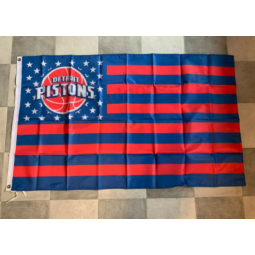 Detroit Pistons American Flag NBA Stripes Banner 3x5 ft
