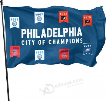 Philadelphia Sports Eagles Phillies Flyers 76ers Championships Flag Banner 3x5Feet Man Cave Decor