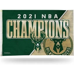 NBA Milwaukee Bucks 2021 Basketball Champions 3-Foot by 5-Foot Single Sided Banner Flag with Grommets