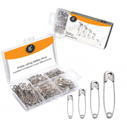 250 Pack Safety Pins by Luxurecourt, 4 Assorted Sizes of Durable, Silver Small and Large Safety Pins Bulk, Rust-Resistant Nickel Plated Steel