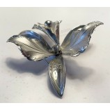 Vintage Large Silver Tone Orchid Pin
