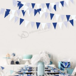 30 Ft Navy Blue White and Silver Party Decorations Royal Blue Triangle Flag Pennant Banner Bunting for Birthday Wedding Bridal Baby Shower Nautical