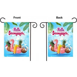 Summer Flamingo Garden Flag- Swimming Circle Pineapple and Juice Garden Flag