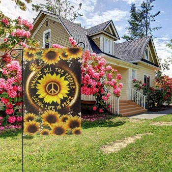 magine All The People Living Life in Peace Flag 3D Print Vertical Double Sided Home Decoration Outdoor Garden Patio Yard Lawn Flag 12.5 X 18inch