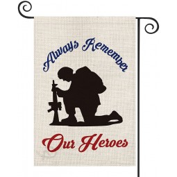 Always Remember Our Heroes Garden Flag Vertical Double Sided, Military Soldiers Patriotic Yard Outdoor Decoration 12.5 x 18 Inch