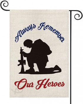 Always Remember Our Heroes Garden Flag Vertical Double Sided, Military Soldiers Patriotic Yard Outdoor Decoration 12.5 x 18 Inch