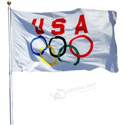 2022 USA Olympic flag 3x5ft Winter Olympics Game Decoration Rings Banner with Canvas Header Grommets Outdoor