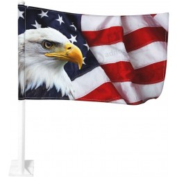 American Flag Eagle Car Window Clip Flag, Double Sided Outdoor Flags 18 X 12 Inches for Women Car Owners Business Travel Decor