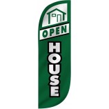 Green Open House Sign for Real Estate Advertising 5-Feet Tall Feather Flag Banner 4-Pack, Includes 4 Banner Flags, 4 Pole Sets