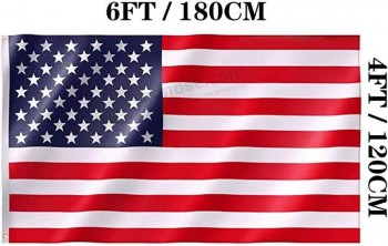 American US Flag 4x6 Outdoor Double Sided Made in USA- Heavy Duty United States Flag Banner with 2 Grommets