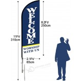Swooper Flag, 11 FT Welcome Signs Featehr Flag and Pole Kit, Religion Advertising Feather Flag Banner for Church