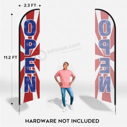 Open Feather Swooper Flag Advertising Banner for Business, Outdoor USA American Star Strips Windless Flags, Now Open Replacement Store Flag Only