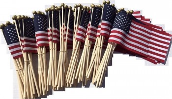 Lot of -100-4x6 Inch US American Hand Held Stick Flags Safety Ball Top Made in The USA