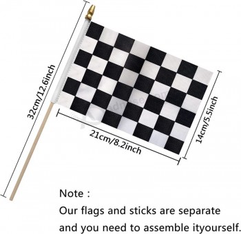 Checkered Black and White Racing Stick Flag Small Mini Hand Held Race Car Flags Party Decorations, 5x8 Inch,12 Pack