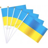 Pack of 20 Small Ukraine Flag Stick 5'' x 8'' - Hand Held Ukrainian Flag 21 x 14 cm - White Plastic Stick