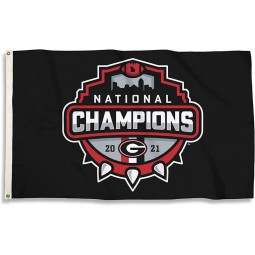 Black Georgia Bulldogs 2021 National Championship 3’x5’ Flag with Heavy-Duty Metal Grommets - UGA Football - High Durability