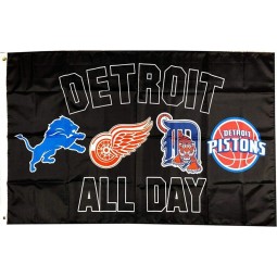 Detroit city of All Day Flag Sport Teams House Garden Flag Wall Banner 3x5Feet