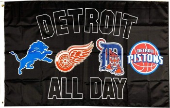 Detroit city of All Day Flag Sport Teams House Garden Flag Wall Banner 3x5Feet