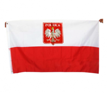 Stock 3*5ft 100% Polyester Poland National Country Flag with Eagle