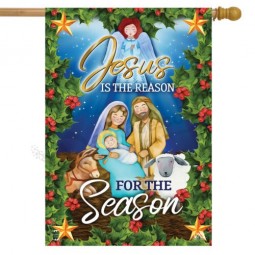 Jesus is the Reason Christmas House Flag Religious Nativity 28" x 40"
