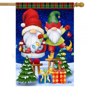 Christmas Gnomes House Flag Holiday Humor Elf Presents 28" x 40" Briarwood Lane