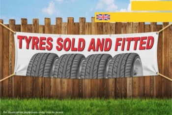 Tyres Sold and Fitted Garage Tyre Shop Heavy Duty PVC Banner Sign 3263