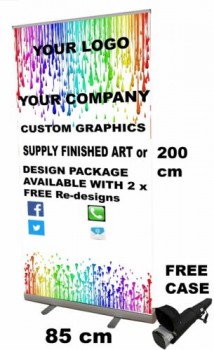 85 x 200 Pop Up Roller Banner WE DESIGN + Printed Display Exhibition Stand Perso