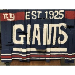 CUSTOMIZED WOODEN SPORTS FLAG NY GIANTS HAND MADE BY DISABLED AMERICAN VETERAN