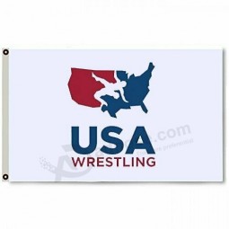 WHITE SUPER USA Wrestling 2x3FT Flag Logo Banner Man Cave Garage Dorm Gift Sport