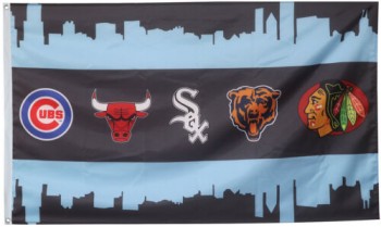 Chicago City Sport Team Logos Banner Wall Banner Decor Flag 3X5Ft