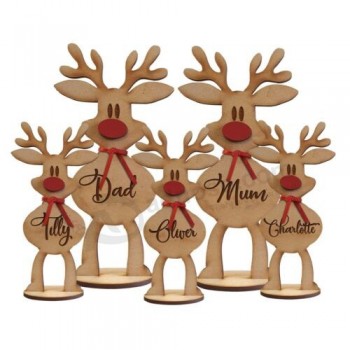 Personalised Freestanding reindeer family Christmas decoration, Place names Gift