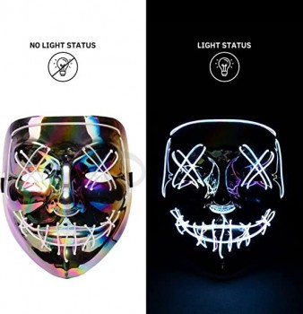 Led Halloween Mask, Halloween Mask for Man, Light up Halloween Mask for adults cosplay with 3 Lighting Modes (Multicolor)