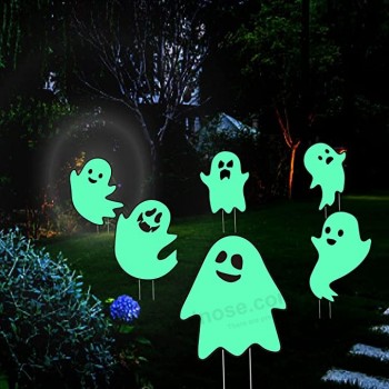 Halloween Decorations Outdoor Yard Signs - Glow in the Dark - 6PCS Halloween Scary Ghost Yard Signs with Stakes for Family