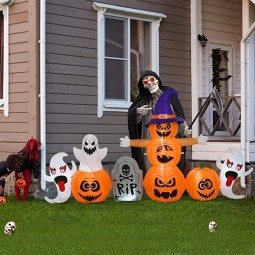 8.5 FTハロウィーンインフレータブルカボチャの装飾、内蔵LEDライトはハロウィーンの屋外の庭の装飾を吹き飛ばします