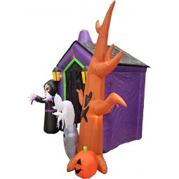 8.5 Foot Halloween Inflatable Haunted House Castle with Skeleton, Ghost & Skulls