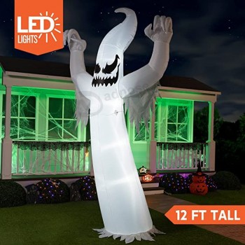 12 Ft Tall Halloween Inflatable Scary Spooky Ghost Inflatable Yard Decoration with Build-in LEDs Blow Up Inflatables for Halloween Party Indoor