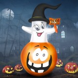 6FT Inflatable Halloween Decorations with Wizard Hat and Build-in LED Lights, Hand-Held Boo Sign Halloween Decorations Outdoor Blow Up for Holiday