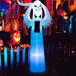 12 FT Inflatable Halloween Terrible Spooky Ghost with Skull Decorations Build-in LEDs