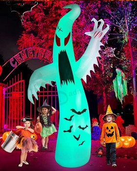 12Ft Halloween Inflatables Giant Ghost with 7 Colors Changing LED Lights, Halloween Decorations Outdoor
