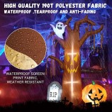7FT Halloween Inflatables Outdoor Dead Tree with Motion Sensor Will Scream, Blow Up Yard Decorations Build-in LED Lights