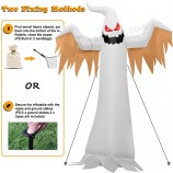 12FT Giant Halloween Inflatable Ghost Outdoor Decorations, Huge Blow up Ghost, Built-in LED Fire Flame with Blinking Red Eyes