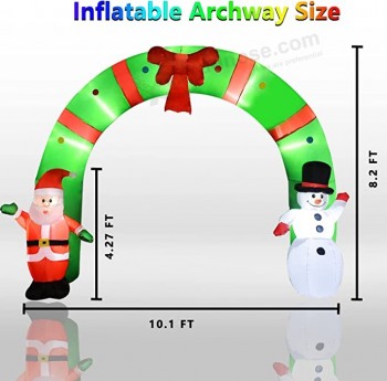 10 Ft Lighted Christmas Inflatable Archway, Inflatable Santa Claus and Snowman Arch Indoor and Outdoor Holiday Decorations, Built-in Led Lights