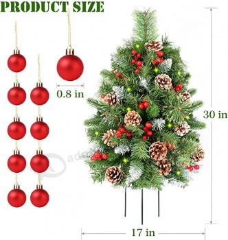 Christmas Tree Pathway Porch Snowy Pine Cones Christmas Trees Pre-lit 30 LED Battery Operated Timer 8 Modes Outdoor Xmas Decor for Entrance Driveway