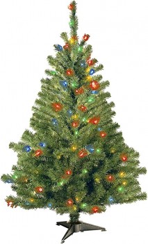 National Tree Company Pre-Lit Artificial Medium Christmas Tree, Green, Kincaid Spruce, Multicolor Lights, Includes Stand, 4 Feet