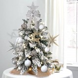 Christmas Tree 20in Small Mini Christmas Tree for Table Top, Artificial White Arbol de Navidad Snow Flocked Xmas Centerpieces