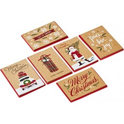Hallmark Boxed Christmas Cards Assortment, Rustic Kraft (6 Designs, 36 Cards with Envelopes) (5XPX2308)