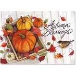 Autumn Blessings Thanksgiving Greeting Cards Set - Themed Holiday Card Variety Value Pack, Set of 8 Large 5 x 7-Inch Cards, Envelopes