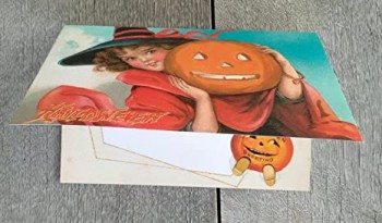 Greetings Cards 12 Large Greetings Cards ~ Vintage Postcards Reprint Halloween Wishes Greetings